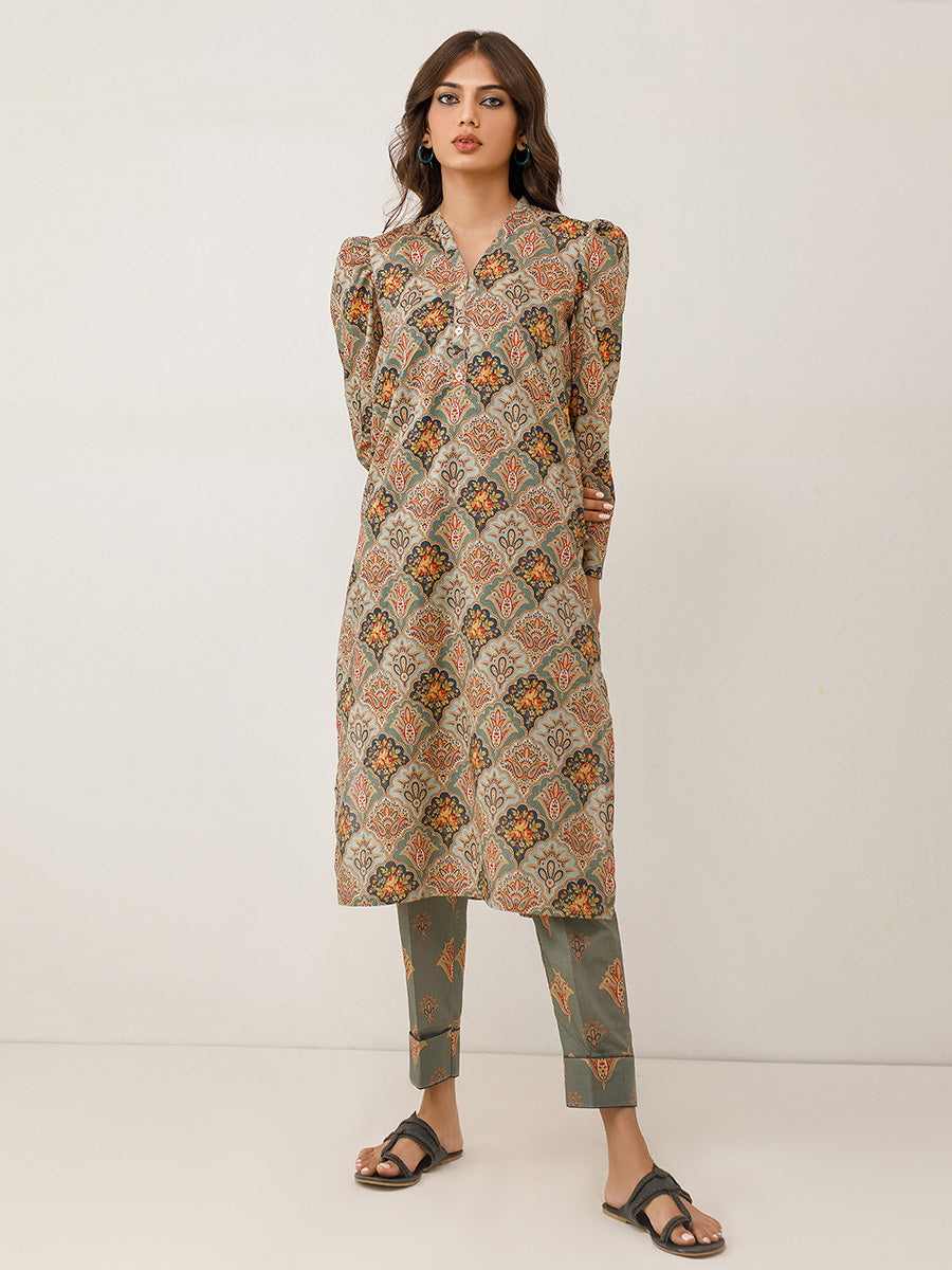 2pc - Stitched Floral Printed Cambric Suit