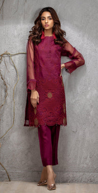 Organza Exclusive Shirt with Front & Sleeves Embroidered (PR-12) - SalitexOnline
