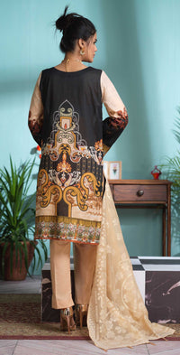 Stitched 3pc Digital Printed Lawn Shirt with Embroidered Front & Brasso Dupatta - Rococo (WK-325) - SalitexOnline