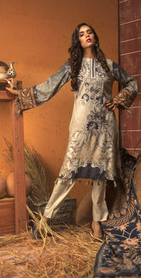 Stitched 3pc Digtial Printed Embroidered Linen Shirt with Digital Shawl Dupatta (WK-413) - SalitexOnline