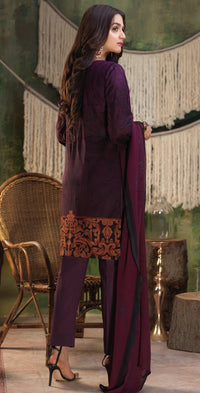 Stitched Printed Lawn Shirt with Embroidered Front , Printed Chiffon Dupatta & Cambric Trouser I Z'ure 3pc (WK-313B) - SalitexOnline